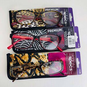 RG0361 Lot of 3 Simply Specs Foster Grant Womens Reading Glasses W/ Case +1.25